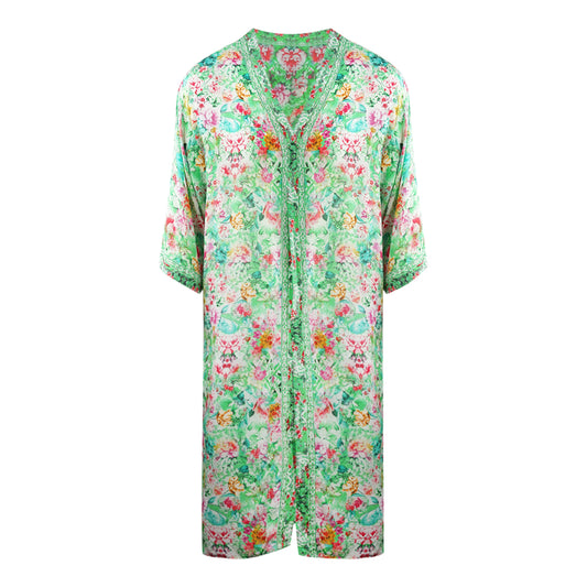 Inoa Versailles Gardenia 1202120 Green Long Kimono