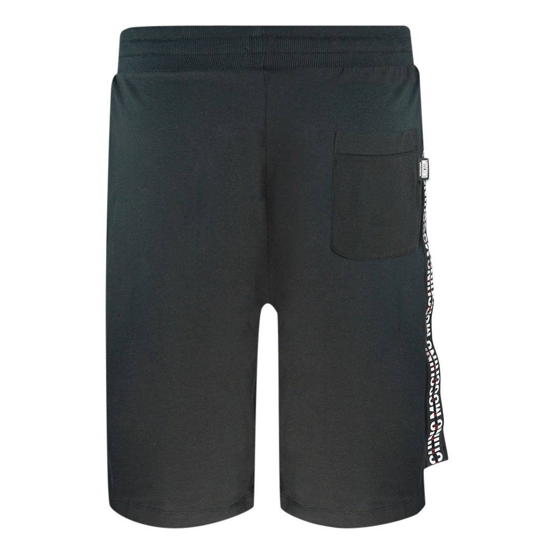Moschino Branded Tape Logo Design Black Shorts