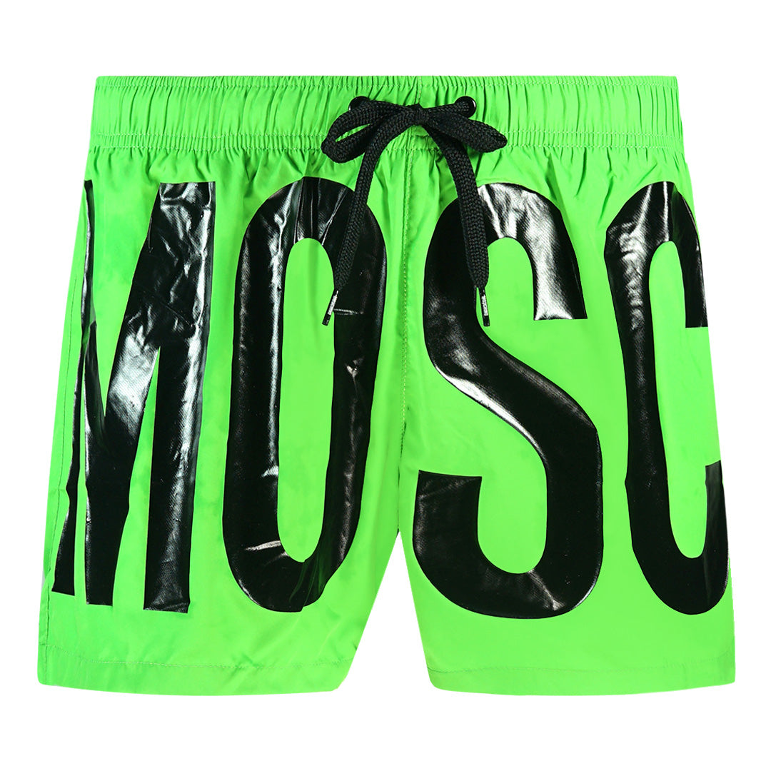 Moschino Large Black Logo Green Shorts