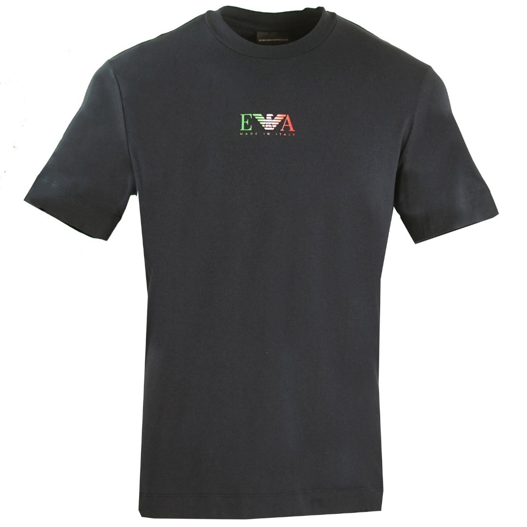 Emporio Armani EA Italian Flag Logo Navy T-Shirt - Nova Clothing