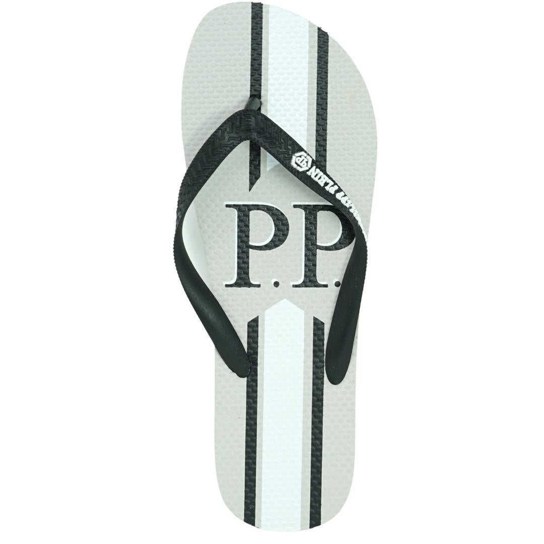 Philipp Plein PP Logo Grey Flip Flops