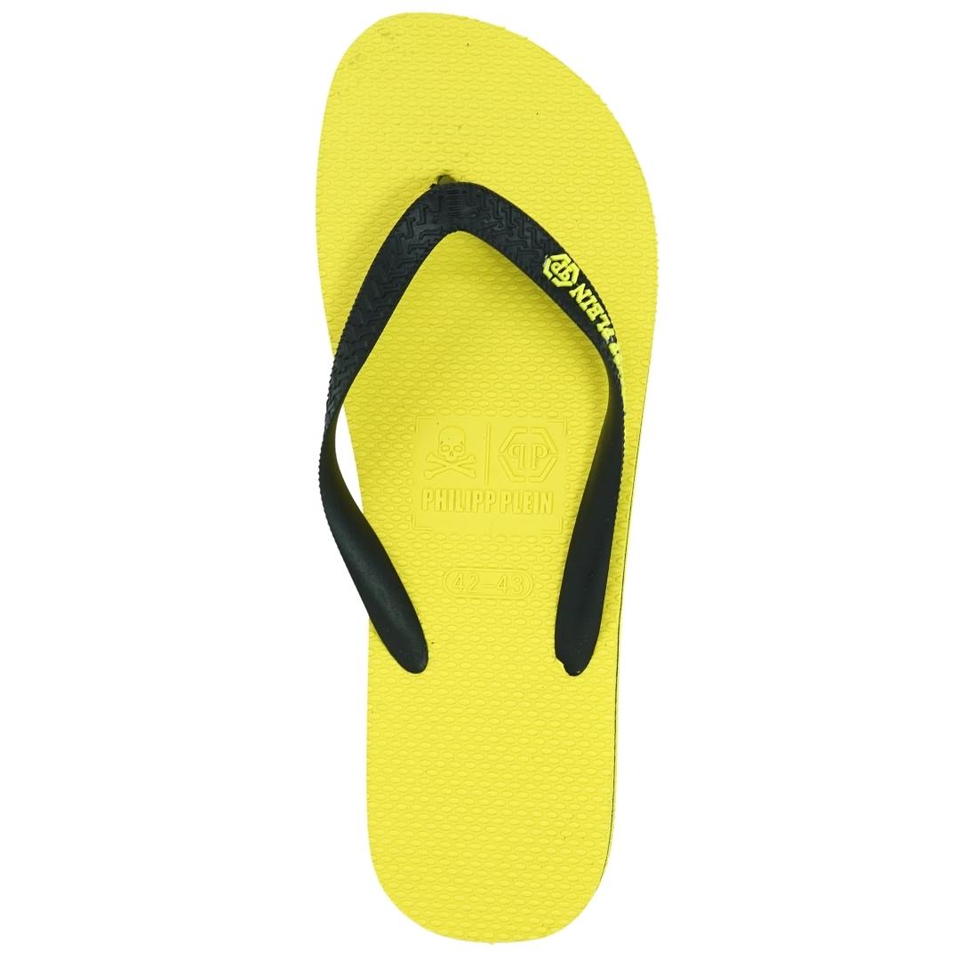 Philipp Plein Brand Logo Yellow Flip Flops