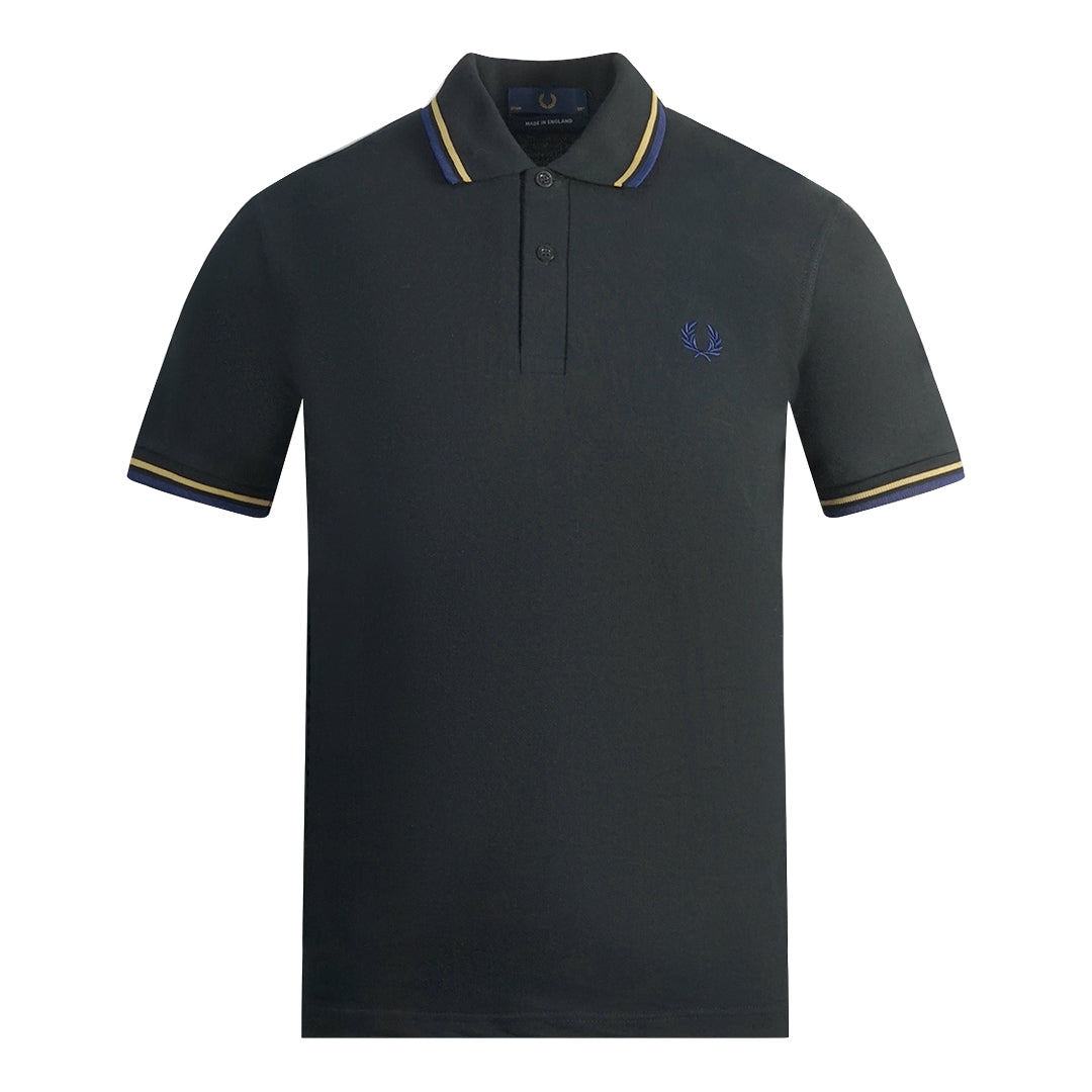 Fred Perry Yellow And Blue Tipped Black Polo Shirt