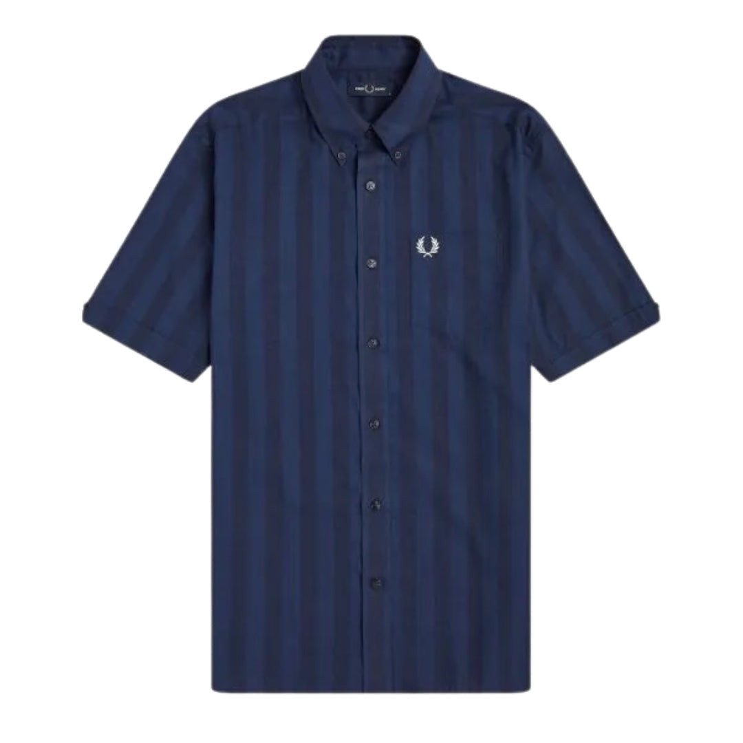 Fred Perry Tonal Stripe M1675 608 Blue Casual Shirt