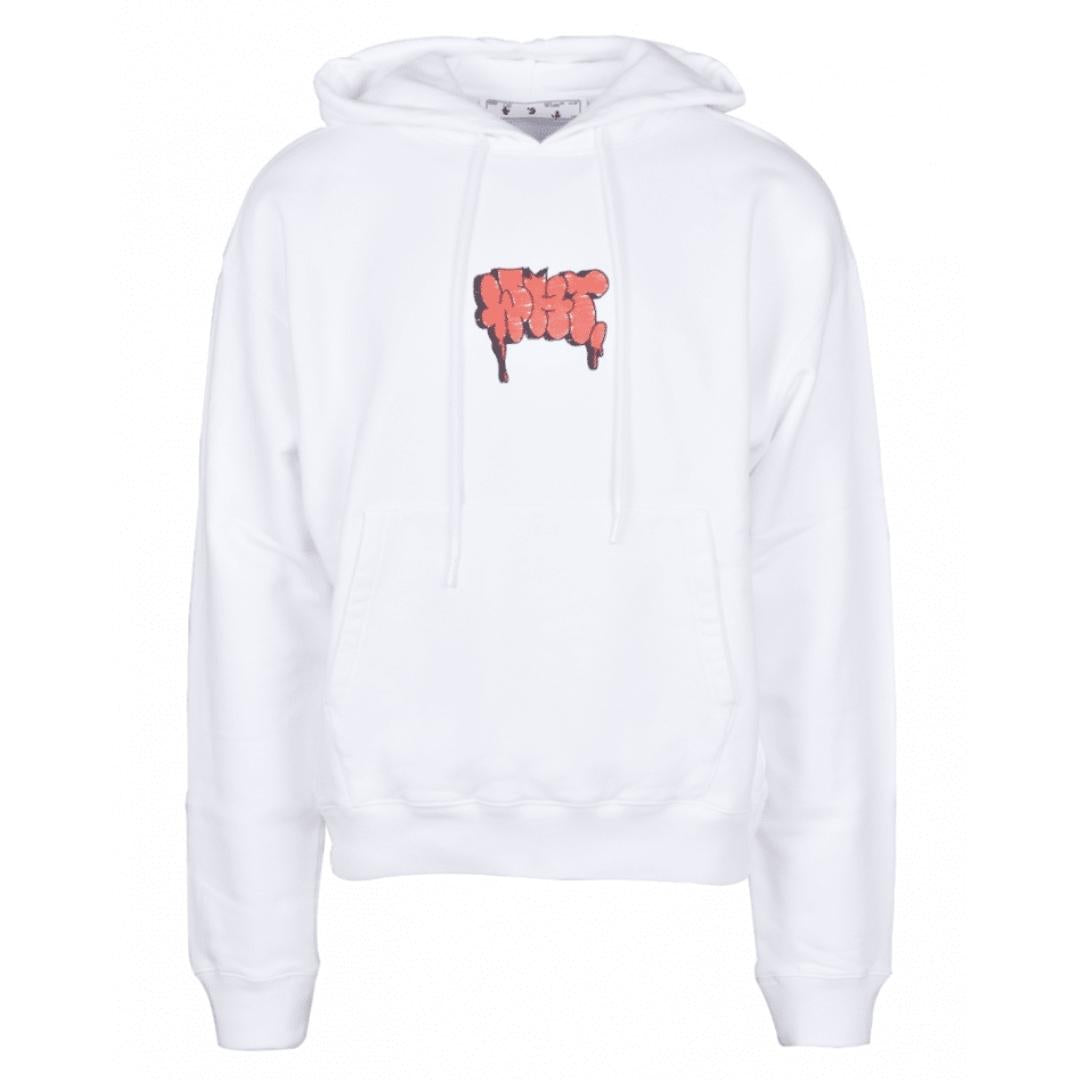 Off White Graffiti Paint Logo White Hoodie