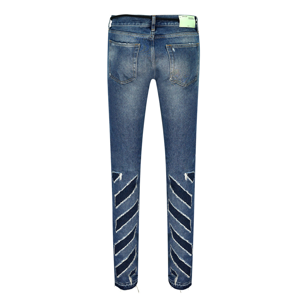 Off-White Diags Stripes Blue Jeans