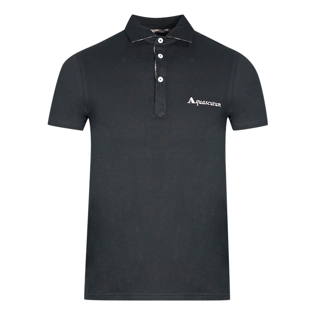 Aquascutum Signature Logo Black Polo Shirt