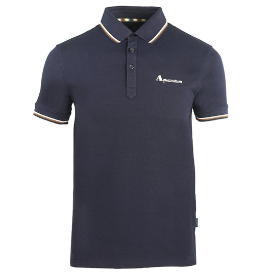 Aquascutum Brand Logo Navy Polo Shirt - Nova Clothing