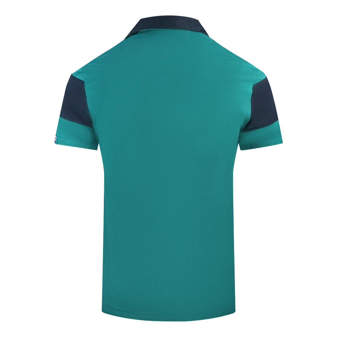 Aquascutum Colour Block Aldis Crest Chest Logo Green Polo Shirt