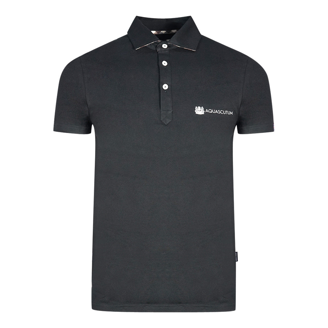 Aquascutum Aldis Crest Block Logo Black Polo Shirt