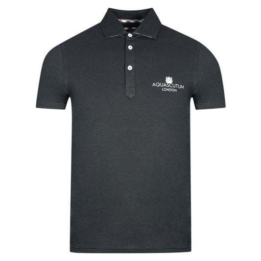 Aquascutum London Bold Logo Black Polo Shirt