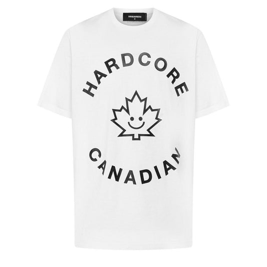 Dsquared2 Hardcore Canadian Maple Leaf White T-Shirt