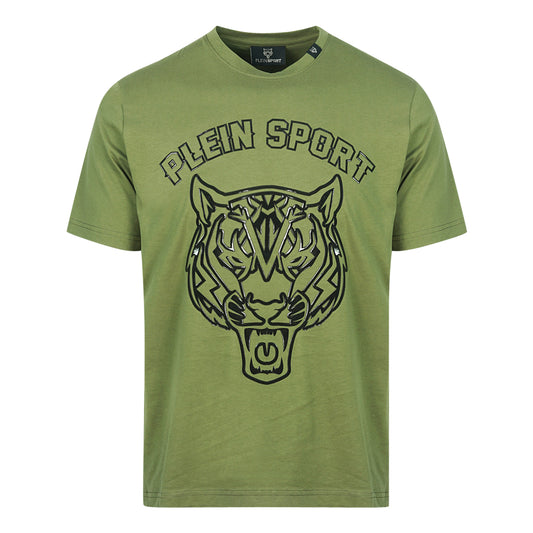 Plein Sport Tiger Head Logo Green T-Shirt